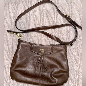 Leather Coach adjustable crossbody handbag